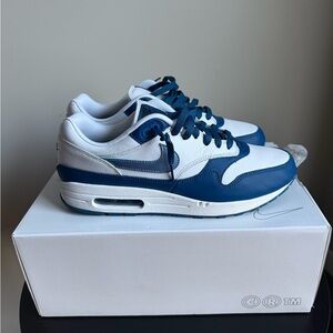 Nike Air Max 1 ID “Chrome Blue” | White/Navy | Size 11